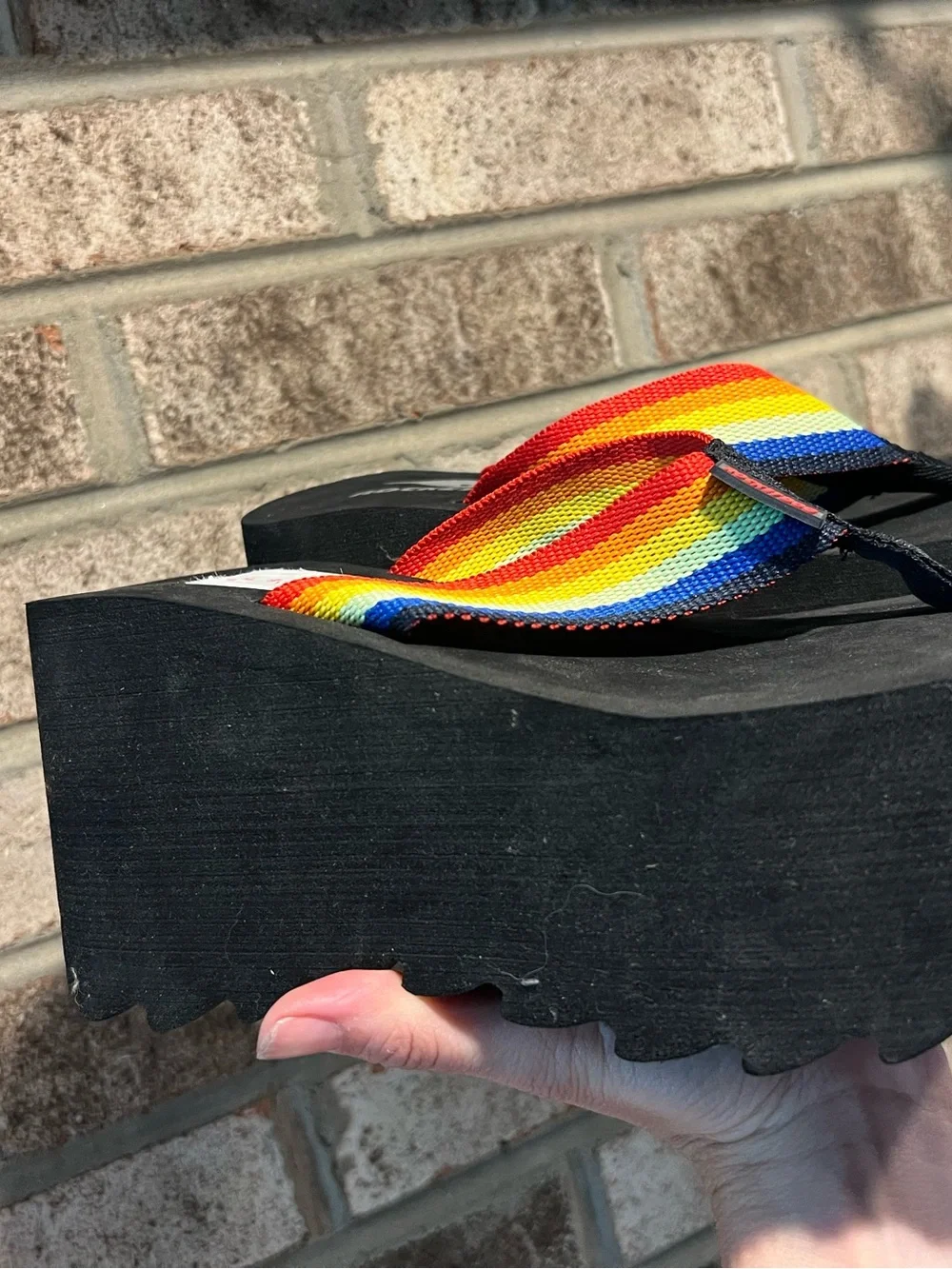 Rocket Dog Platform Wedge y2k Rainbow Flip Flops